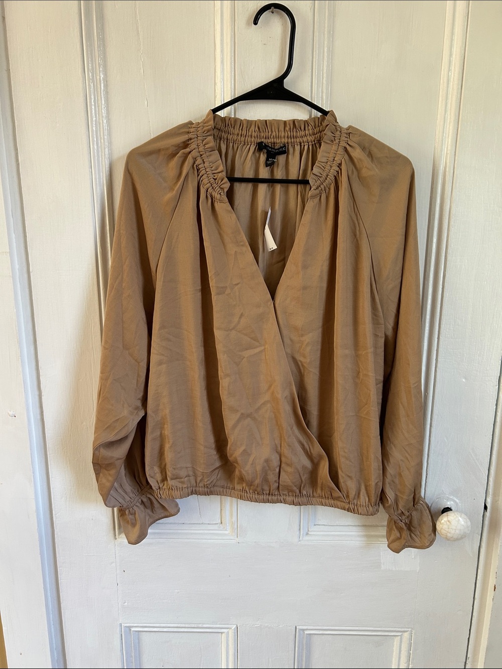 Banana Republic Tan Gathered-Neck Blouse